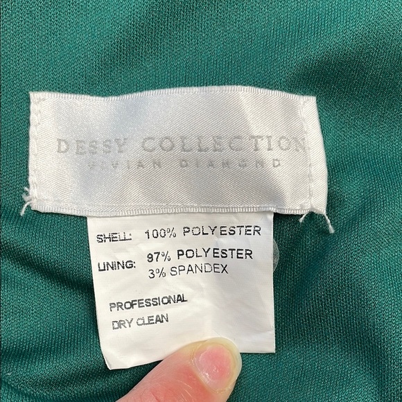 New Dessy Collection Sleeveless Draped Chiffon Maxi Dress With Slit Hunter Green - Picture 7 of 11